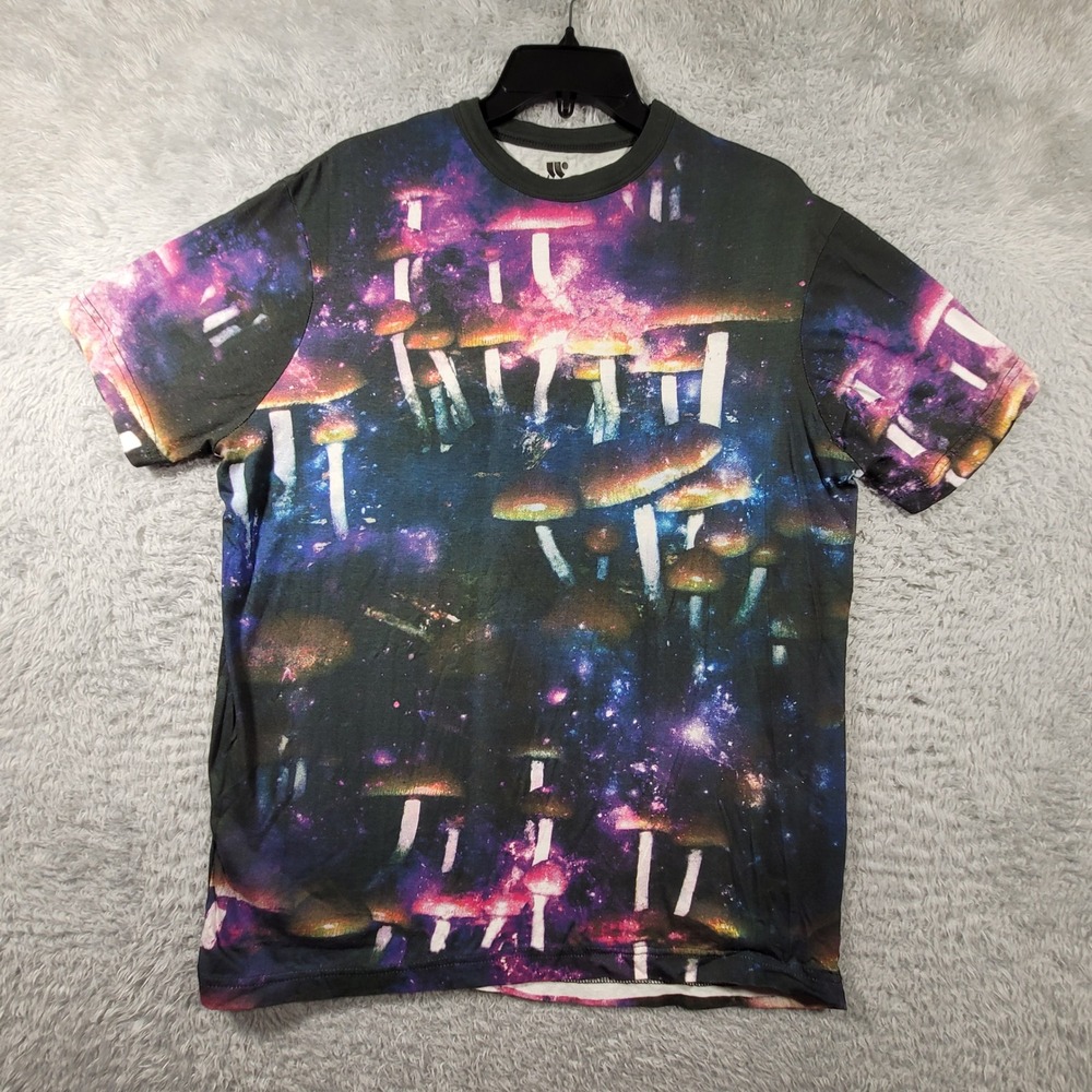 Waimea Mens Large Galaxy Mushroom Print T Shirt Cotton Made in India